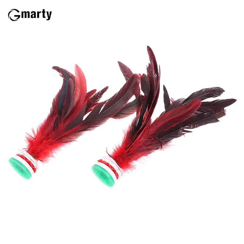 2pcs Feather Jianzi Colorful Feathers Shuttlecock Portable Foot Kick Handwheel Feather Shuttlecock Fitness Entertainment