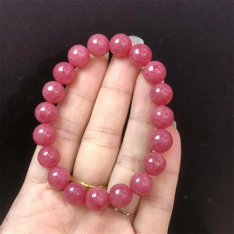 

9 мм натуральный родонит браслет из бисера модные ювелирные изделия с кристаллами браслет для женщин исцеление фэншуй праздничный подарок 1 шт.