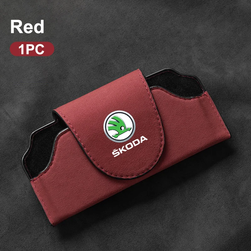 جديد الجلد المدبوغ سيارة الداخلية نظارات حالة النظارات صندوق تخزين كليب لسكودا اوكتافيا السريع كودياق رائع مشتق كاروك فابيا Kamiq #5