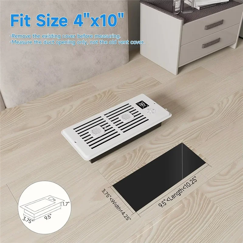 ABBK-усилительный вентилятор 4X10 дюймов, умный вентилятор с подогревом, охлаждающим вентилятором, дистанционное управление, термостат, управление для офиса, дома, вилка стандарта США