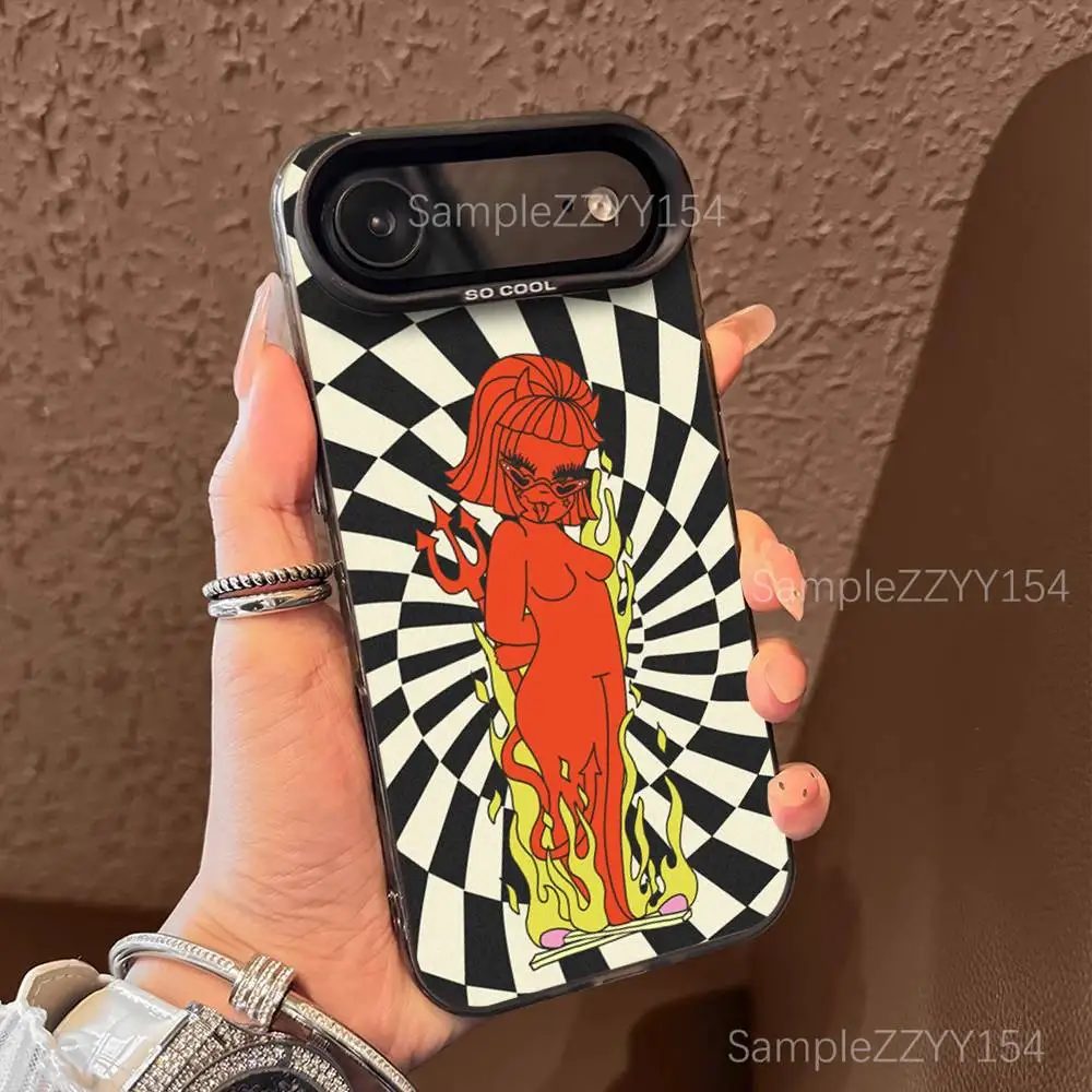 حافظة هاتف Valfre Art Prints لهاتف iPhone 17,16,15,14,13,12,X,8,Pro,Max,Plus,E,SE4,Air,Mini Black IMD Matte #4