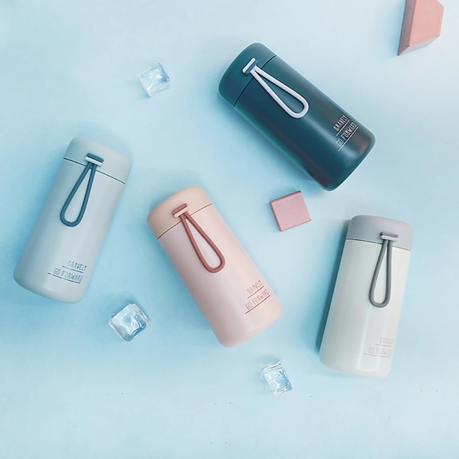 

New cute handy student small fresh water bottle high-color value simple stainless steel compact mini insulated glass