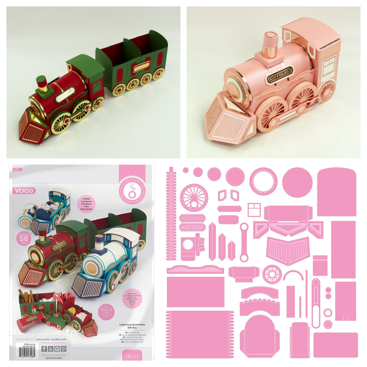 Tonic Festive Christmas Gift Box Metal Cutting Dies Scrapbooking DIY Make Luxurious Locomotive Showcase Die Set Embossing Craft