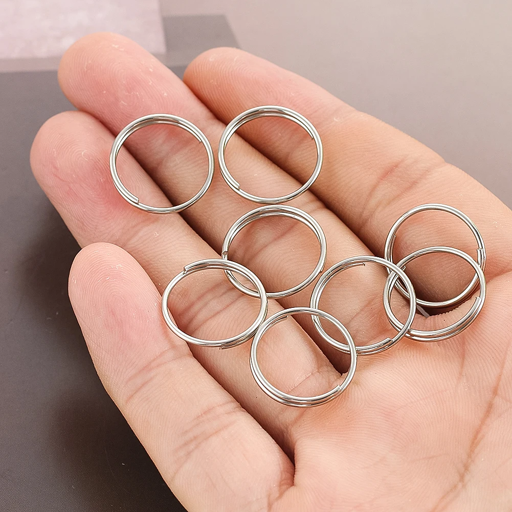 100pcs 12/17mm Stainles Steel Split Rings Chandelier Crystal Bead Connector Light Curtain Suncatcher Garland Part Keychain Rings