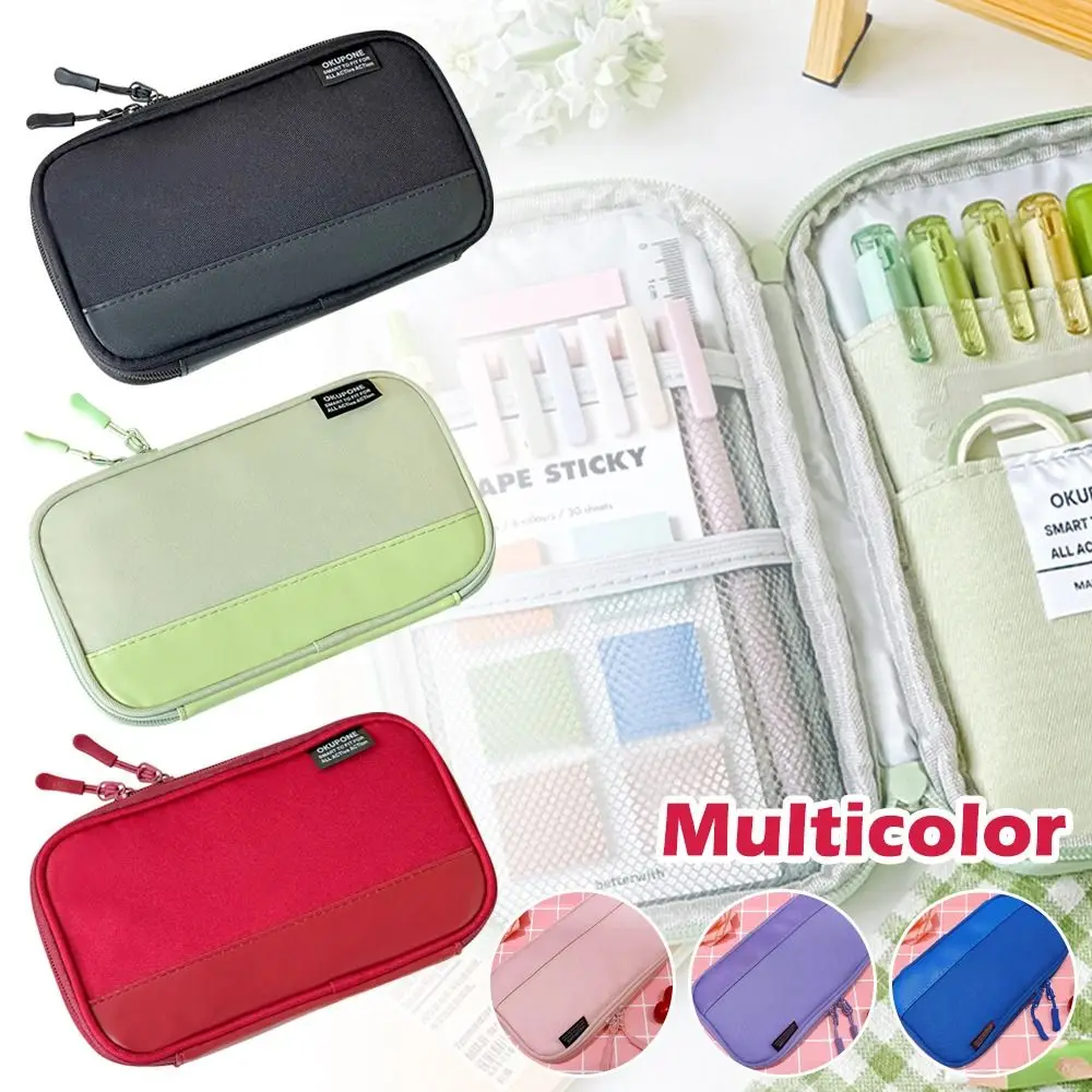 

Durable Oxford Pen Bag Ultra-thin Multi-functional Pencil Case Portable Stationery Pouch School Supplies