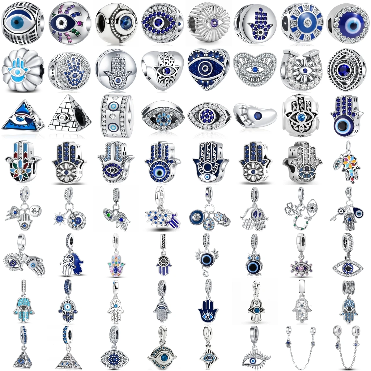 Breloques œil porte-bonheur en argent 925, perles en émail cristal bleu, fabrication de bijoux DIY, amulette de protection porte-bonheur, cadeau pour femmes