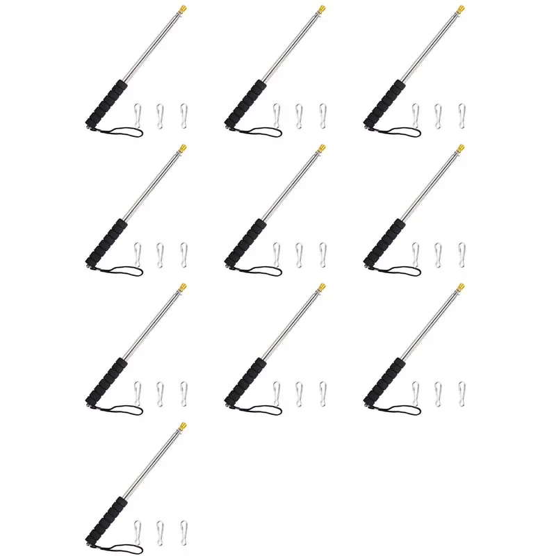 

10 шт. телескопических флагштоков длиной 9,8 футов, портативные выдвижные флагштоки из нержавеющей стали с противоскользящей рукояткой