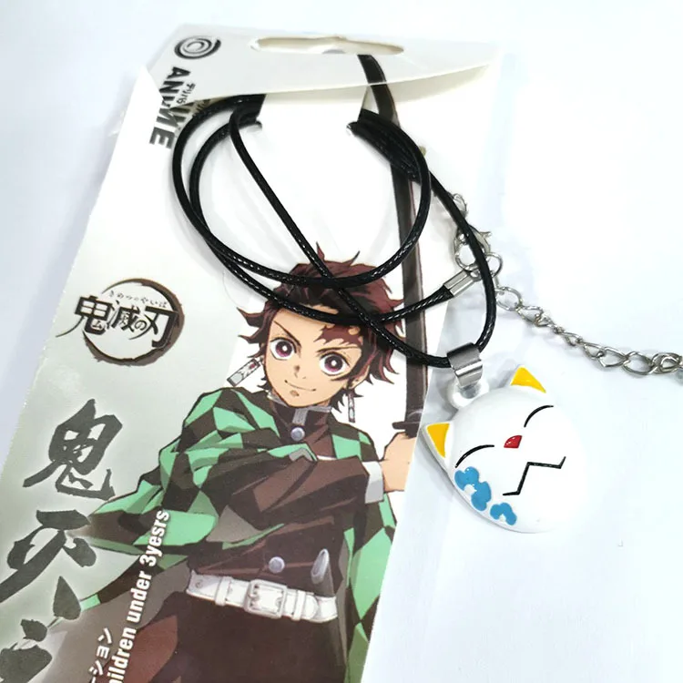Collar con colgante de Anime Demon Slayer Kimetsu No Yaiba, máscara de mariposa y zorro, joyería de aleación, abalorio de personaje de dibujos animados, accesorio de regalo
