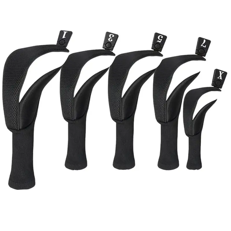 ฝาครอบหัวไม้กอล์ฟป้องกันคลับครอบคลุมคอยาวกันฝุ่น 5 ชิ้น Golf HYBRID Headcover Anti-SLIP ไม้ HYBRID HEAD COVER