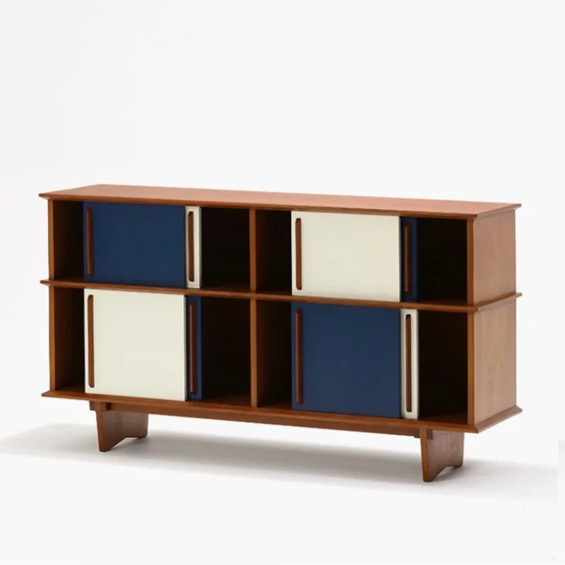 cabinet, living room locker, retro design storage cabinet, small apartment multi-functional sliding door cabinet