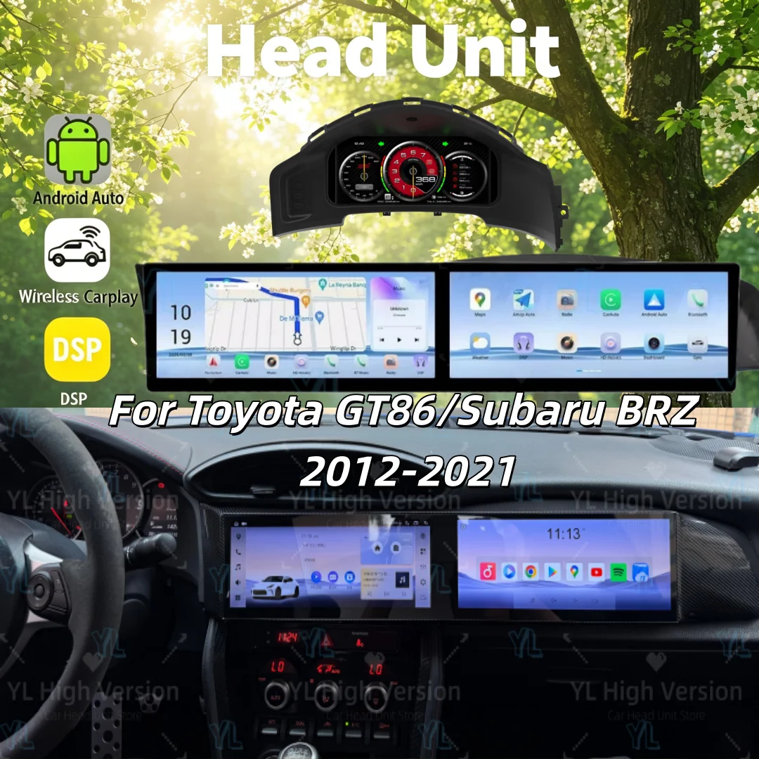 

Автомагнитола Carplay 12.3 дюйма для Toyota 86 Subaru BRZ 2012-2021, Android 13, сенсорный экран, GPS, мультимедиа, стерео, Bluetooth 5.0