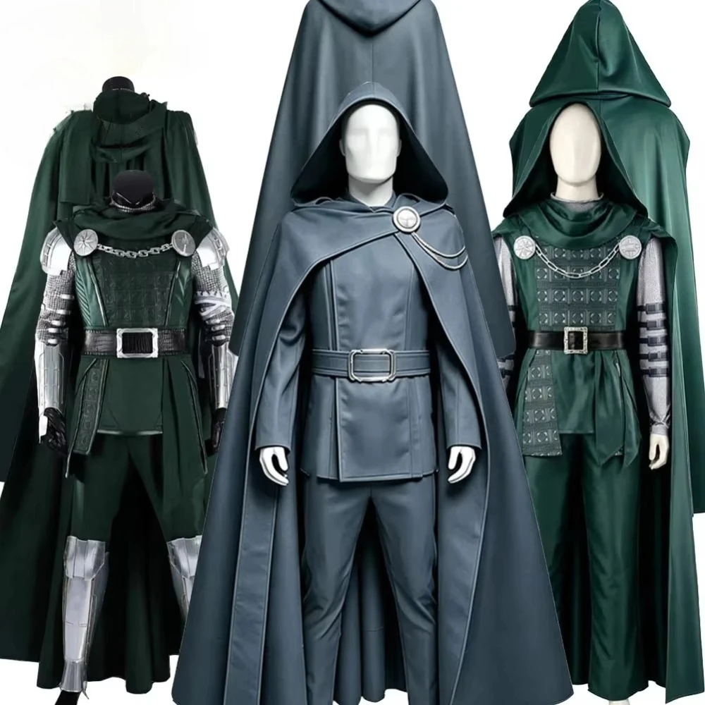 Disfraz de Doom de Dr. Doom, película de Doom, para juegos de rol, capa con capucha, abrigo, pantalones, conjunto completo de ropa para hombre, traje de Halloween y carnaval.