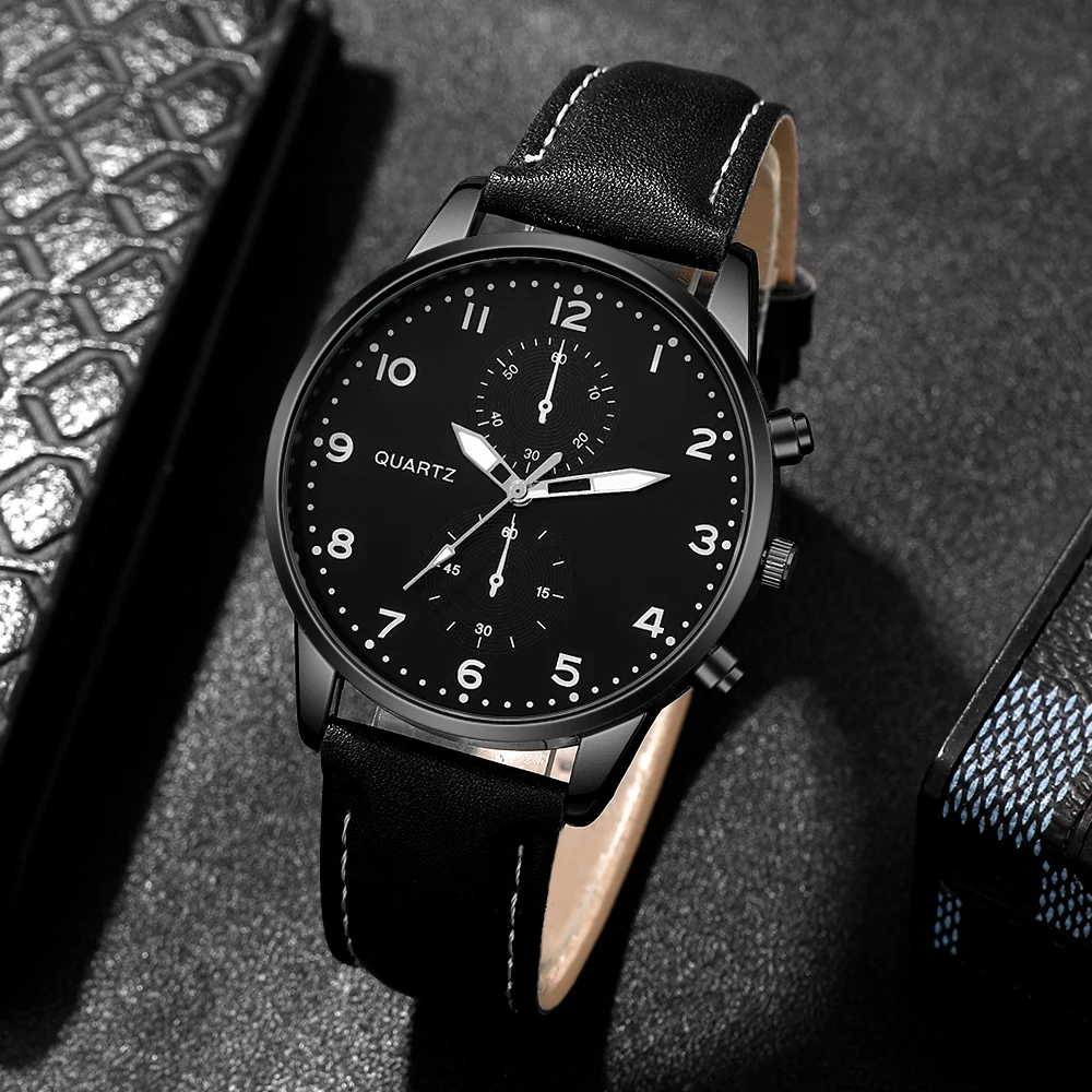 4pc men's fashionable quartz watch and versatile accessory set for daily wear as gifts for friends and family