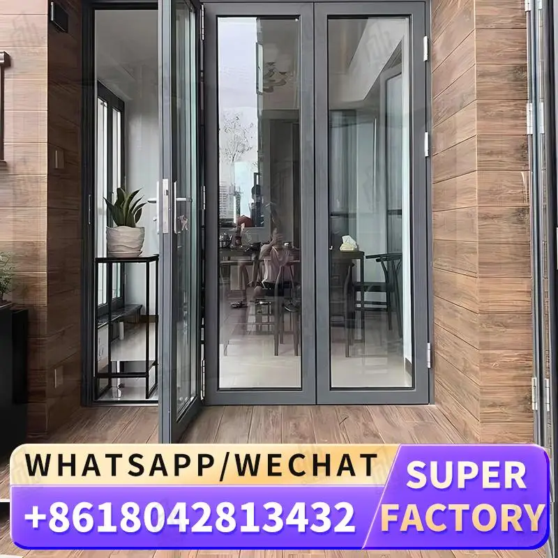 

Standard Soundproof Folding Aluminum Double Glazed Accordion Glass Heavy Duty Bifold Doors For Office Classroom Workshop