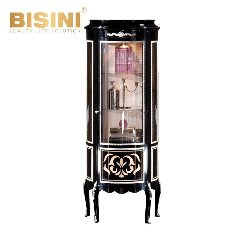 Classic retro black exquisite small wine cabinet villa solid wood French  side cabinet display cabinet