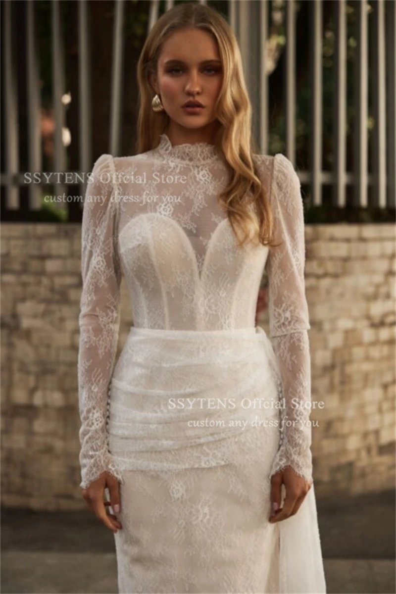 SSYTENS Luxury Lace Mermaid Wedding Dresses for Women Long Sleeves Wedding Bridal Gowns свадебное платье Customiz