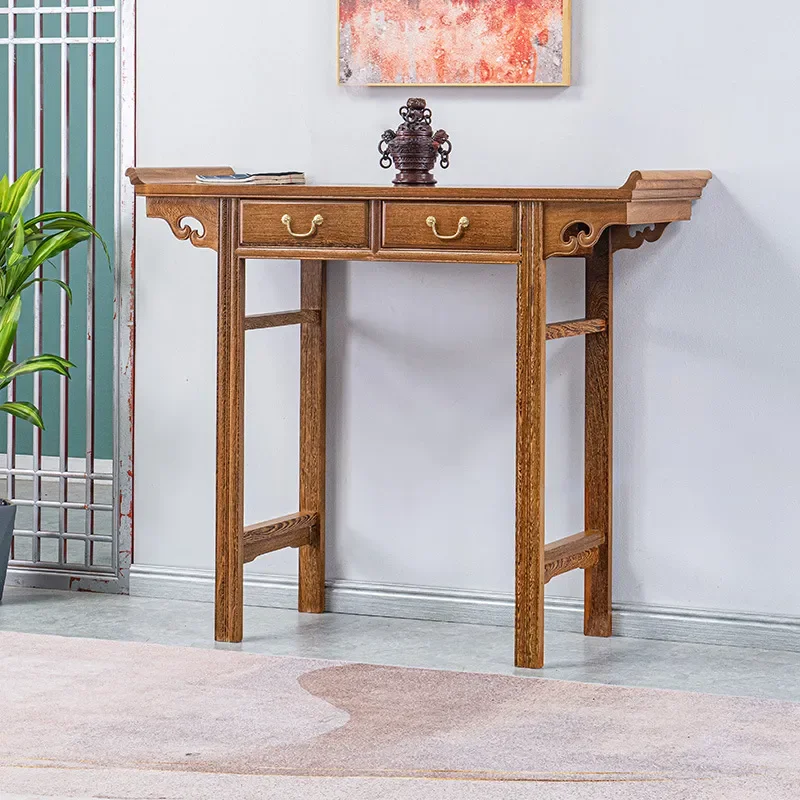 For New Chinese Style Solid Wood Entrance Console Table Antique Mahogany Wing Wood Light Luxury Entryway Hall Table Incense