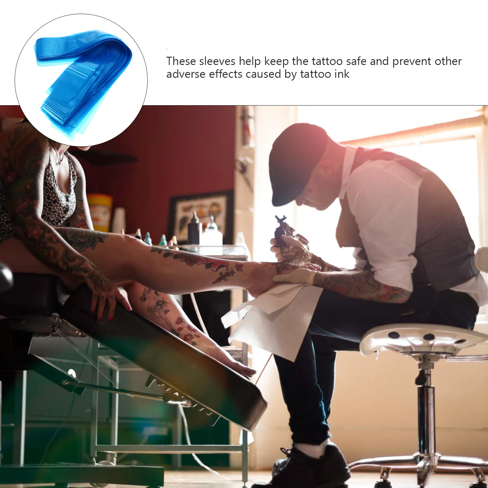 125 قطعة مشبك الوشم الحبل الأكمام عالية الجودة البلاستيك آلة يمكن التخلص منها يغطي يمنع بقع الصباغ آمنة العمل منطقة كبيرة #1