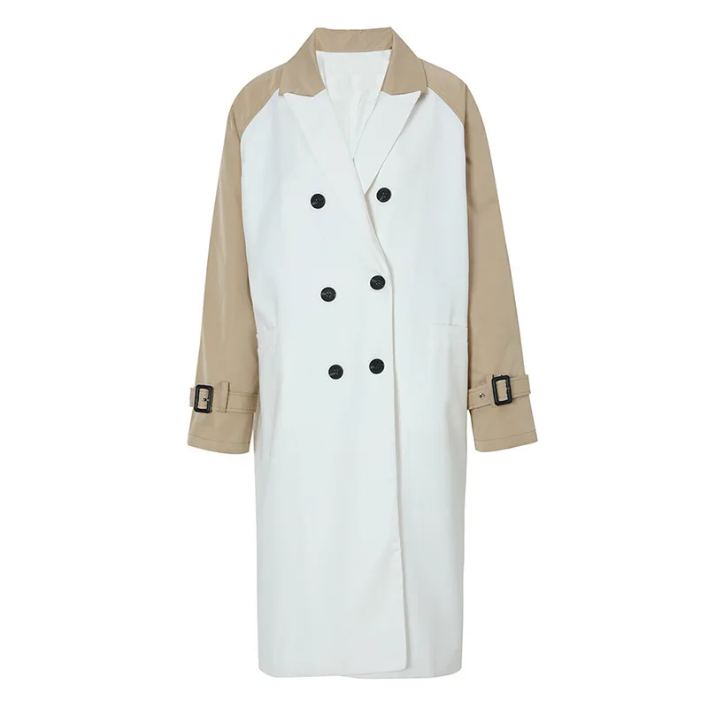 

SuperAen лоскутное повседневное пальто контрастного цвета на осень и зиму, новое пальто в корейском стиле с двойной пуговицей и красочным узором