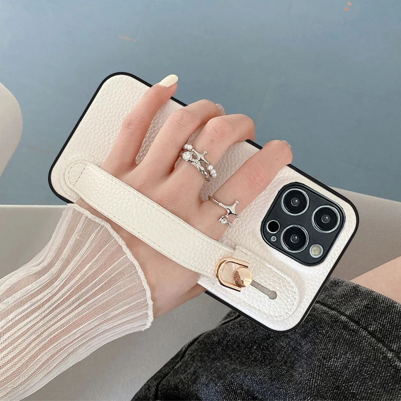 Xiaomi POCO X7pro X6 X5 X4GT X3FNC 가죽 충격 방지 지원 낙하 방지 커버 케이스 용 손목 스트랩 홀더 전화 케이스