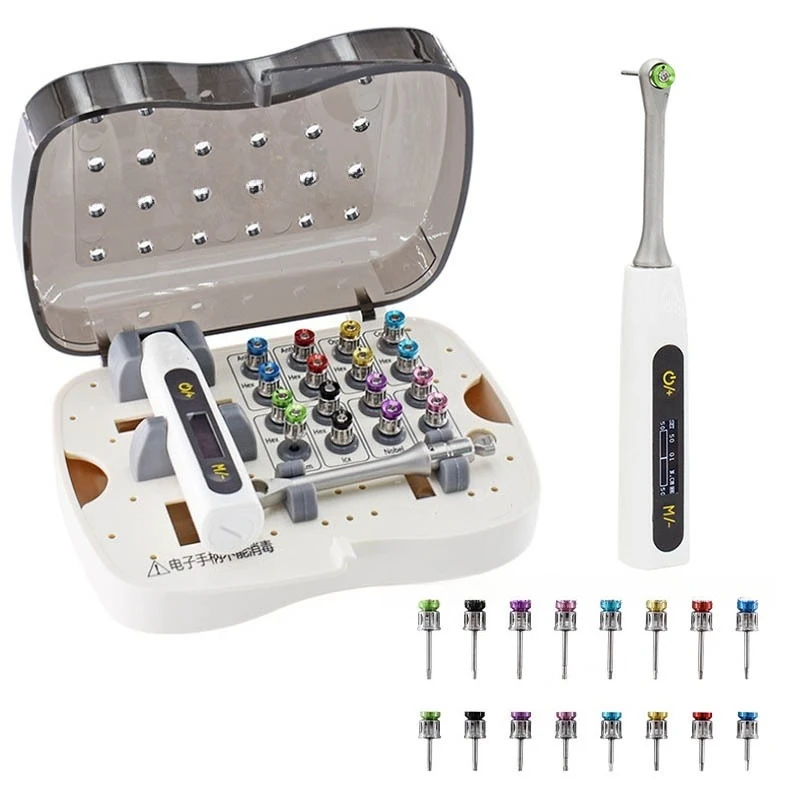 

Dentals Electronic Implan Wrench Oral Implan Screwdriver Universal Implants Tool Box with 16 Screws