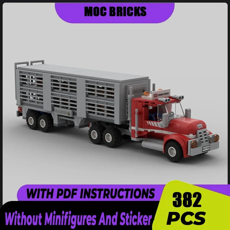 

Moc Building Bricks Transport Cattle Hauler Model Technology Modular Blocks Construstion Tool Cart Toys DIY Set Assembly Gifts