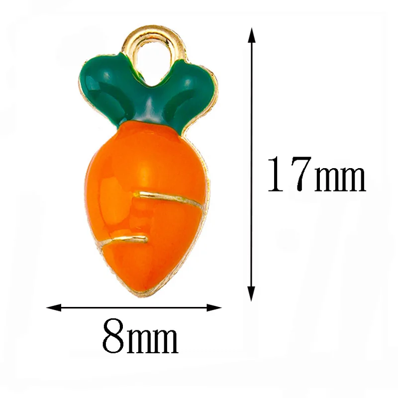 20Pcs Alloy Orange Drip Carrot Pendants Enamel Mini Food Charms for Jewellery Making DIY Necklace Bracelets Earrings Accessories