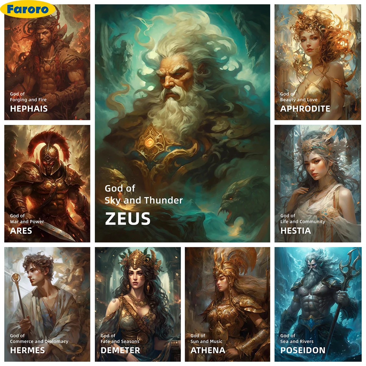 

Twelve Olympians God Diamond Painting Poseidon And Hera Portrait Diy Diamond Embroidery Cross Stitch Handicraft Home Wall Decor