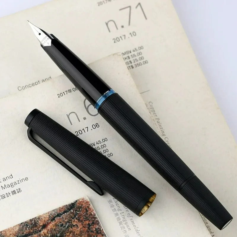 majohn-b32-metal-thin-rod-piston-retro-pen-butterfly-tip-etched-stripe-writing-practice-soft-elastic-iridium-gold-pen