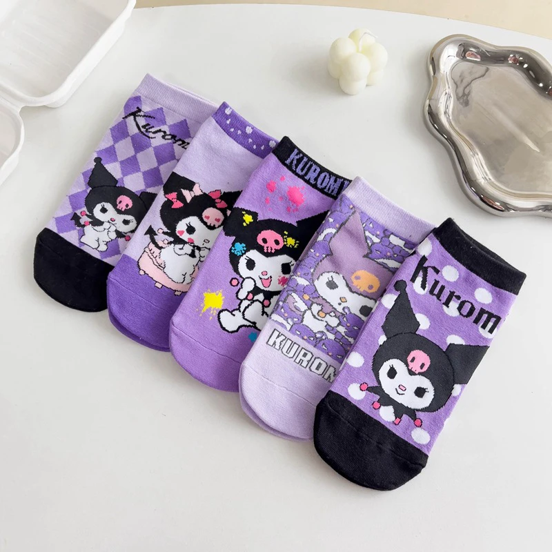 Kawaii Sanrio Short Socks Kuromi Cute Cartoon Anime Student Comfortable Breathable Outdoors Sports Socks Toys Girls Gifts