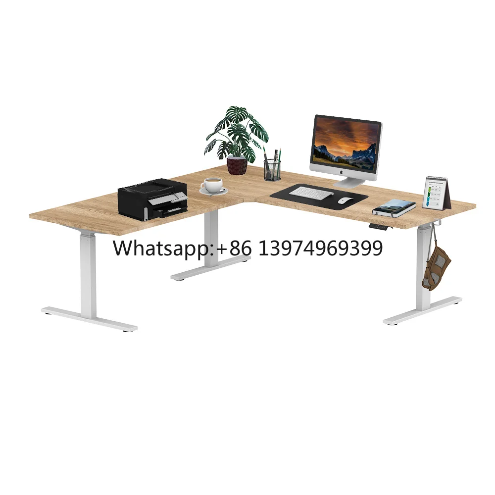 Modern Lifting Three Motor Office Desk Three Legs Height Adjustable Desk Electric L Shaped Standing Desk Frame