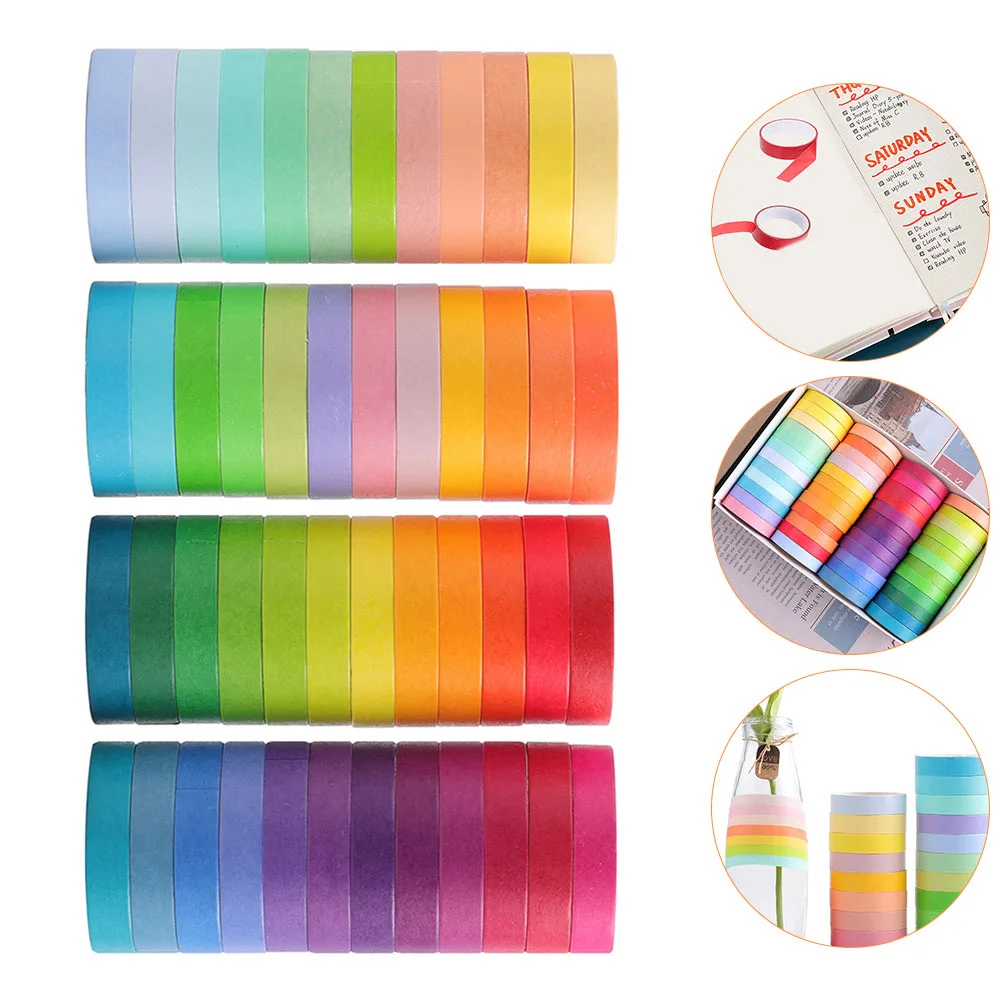 

48 Rolls Washi Tape Colorful Decorative Paper Crafts Scrapbook DIY Stickers Kids Classroom Gift Wrapping Holiday Party Supplies