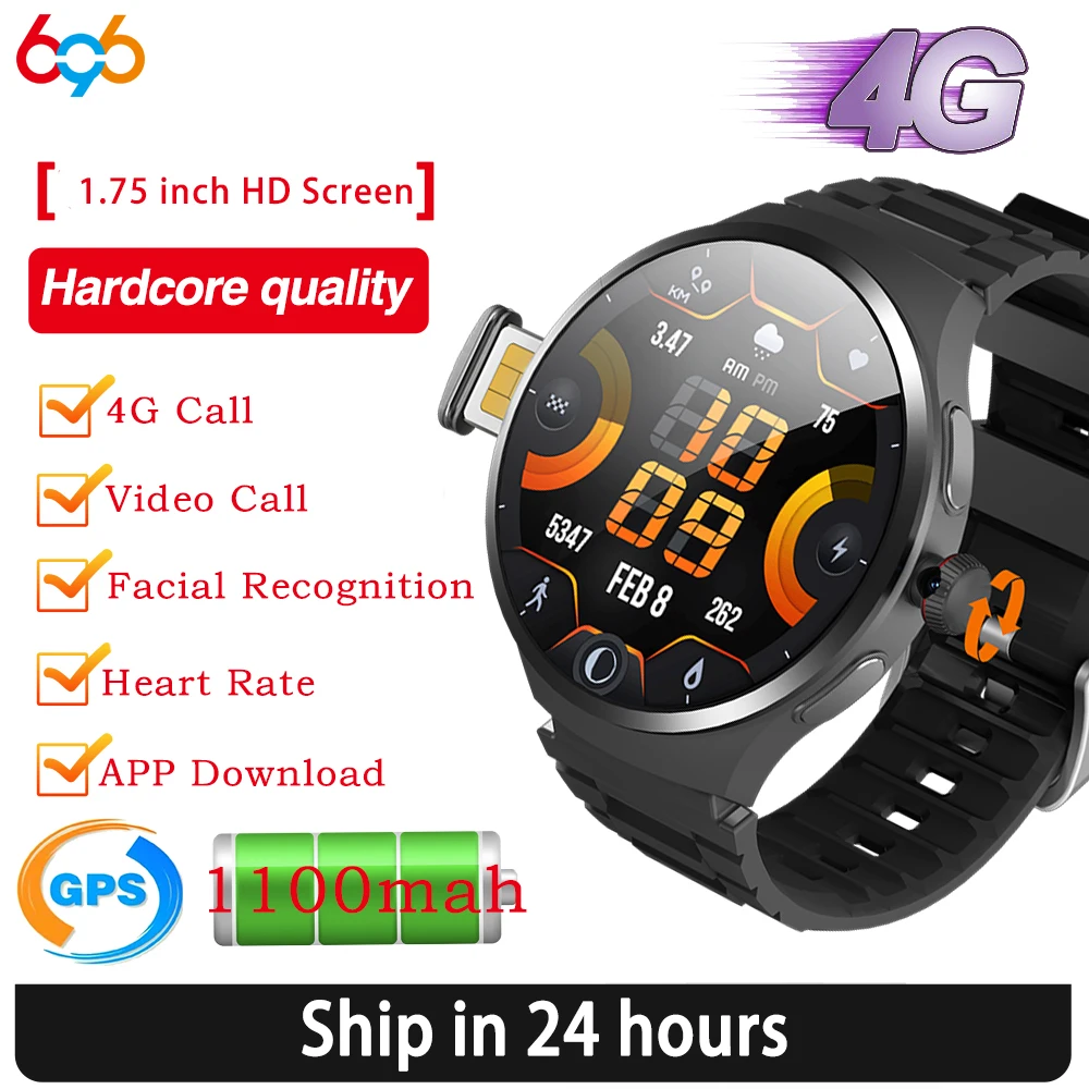 4G Video Call Men Women Smart Watch Blue Tooth Call 1.75