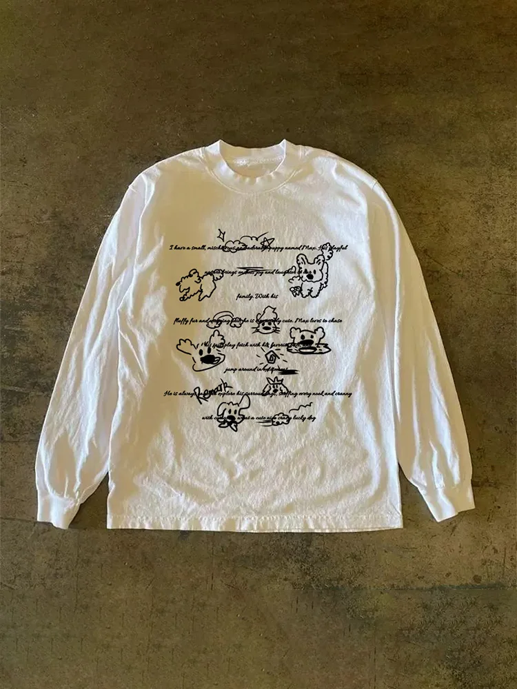 Long Sleeve 310 Pure Cotton Men's T-Shirt Upward Hero Non-Light American Style Couple's T-Shirt Youth Loose Fit Printed Tee