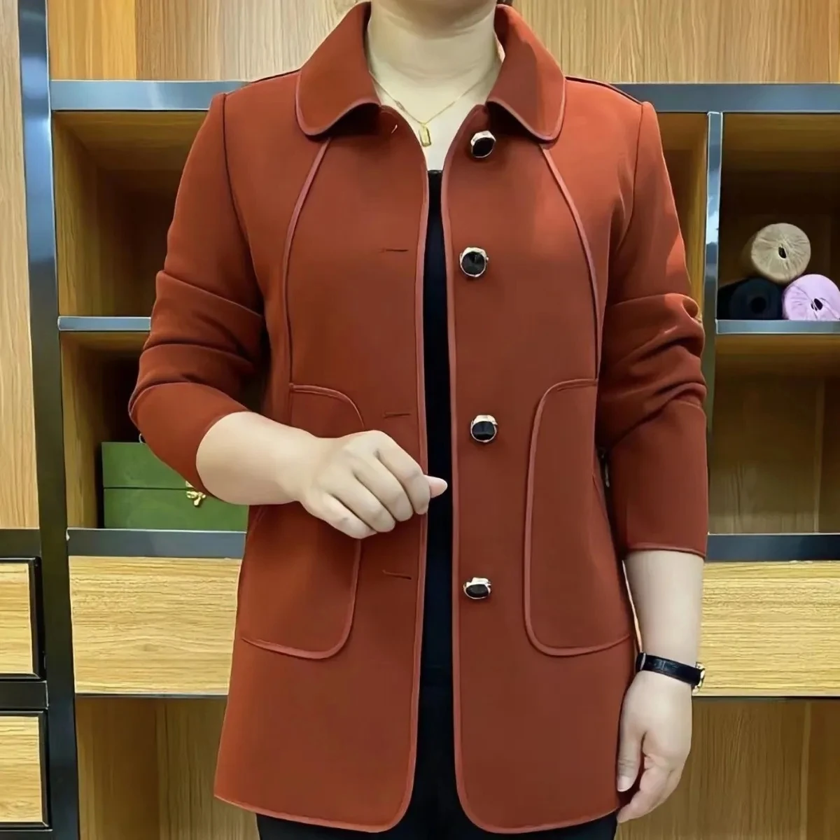 

Шерстяные пальто, женское шерстяное пальто, бархатная строчка, зимнее пальто с тиснением и рукавами-фонариками, элегантный современный стиль, формальная конференция, толстая