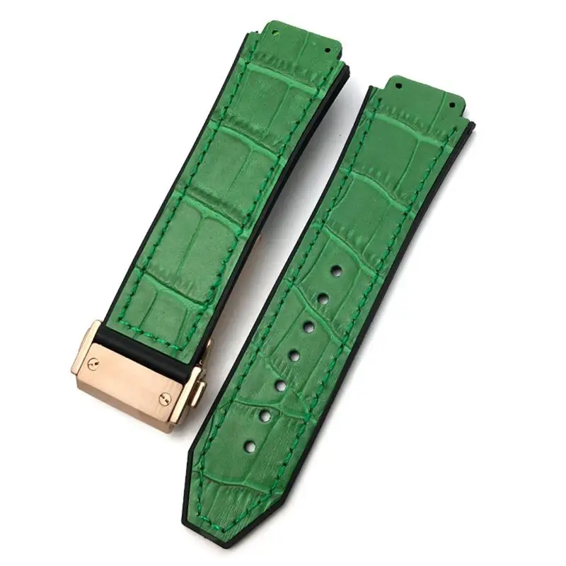 

BEFIA 20mm 22mm Cowhide Rubber Watchband 25mm * 19mm,For Hublot Watch Strap Calfskin Silicone Bracelets sport