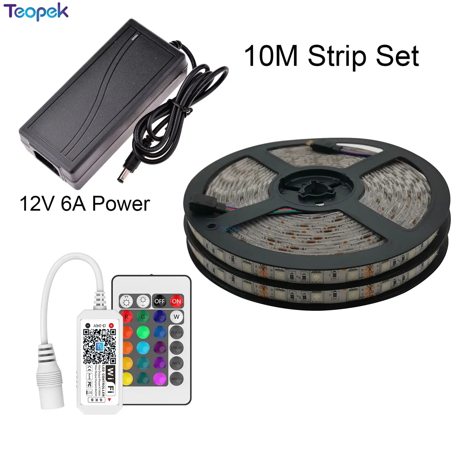 5050 RGB LED Strip Set Flexible LED Tape + Magic home Samart Wifi Controller Alexa Google Home Voice Control+ Power Adapter