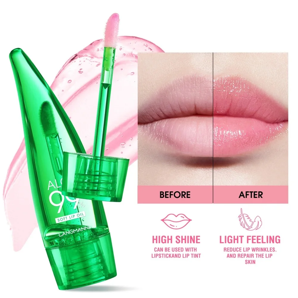 Aloe Vera Lipgloss Lip Plumping Oil Langanhaltendes Feuchtigkeits-Lippenöl Antidryness Feuchtigkeitsspendendes, transparentes, flüssiges Lippenpflegeprodukt