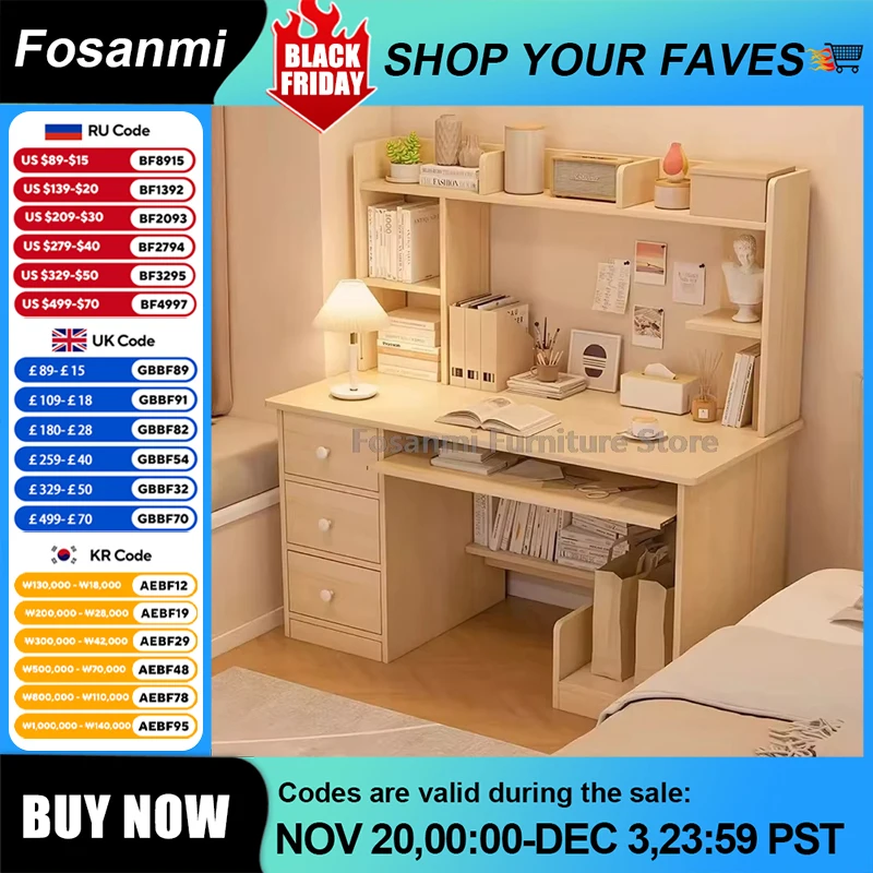 Универсальный компьютерный стол с ящиками для хранения и полкой, современный офисный стол, домашний игровой письменный стол для спальни, ПК, геймерские столы