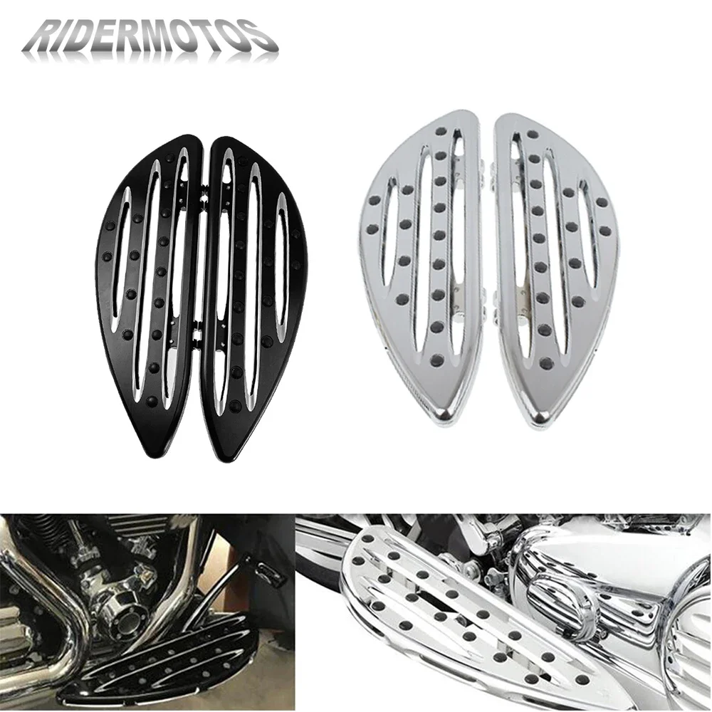 Motorcycle Driver Stretched Front Floorboards Footpegs Footrest Black/Chrome For Harley Touring Road King Softail Dyna FLH FLST