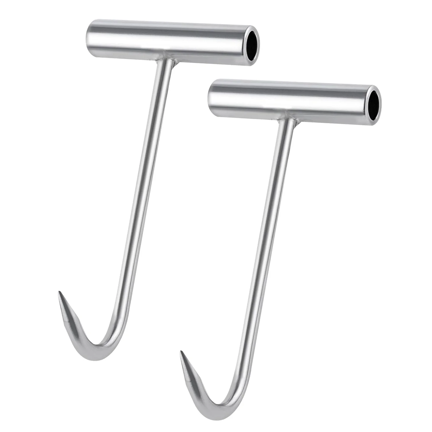 2PCS T-Handle Meat Boning Hook Stainless Steel T Hooks Kitchen Butcher Shop Restaurant BBQ Tool T-Shaped Butcher's Hook