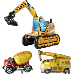 Large Excavator Balloon 63x96cm Self Standing 4D Foil Construction Balloon Kids Construction Birthday Party Decoration Supplies