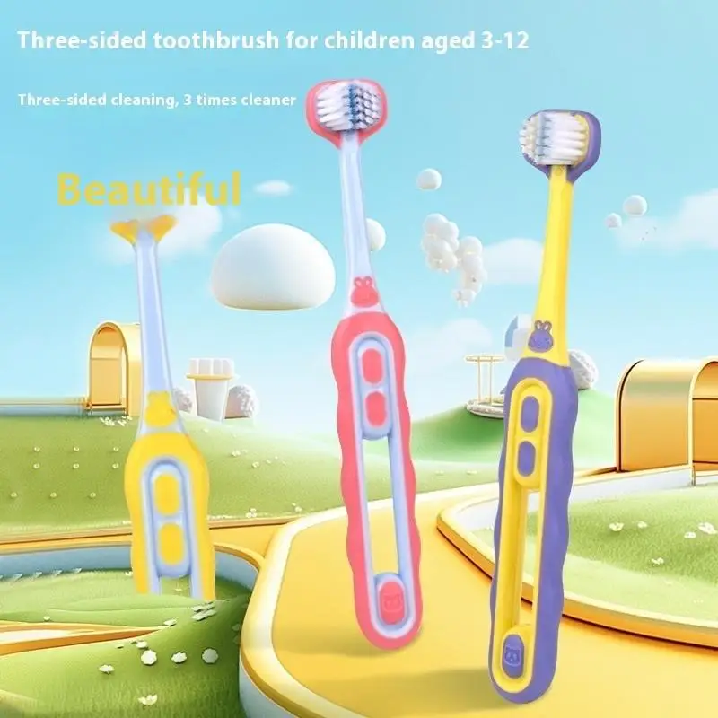 2 Stuks Kinderen Tandenborstel Driezijdig Zachte Haren Tanden Whitening Borstels Voor Kinderen Van 3-12 Jaar Tandheelkundige Mondverzorging