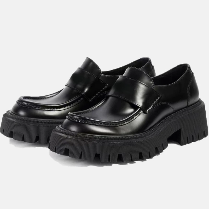 

Genuine Leather Breathable Thick Sole Derby Shoes for Men's European Business Loafers Comfortable Casual Height-increasing Shoes