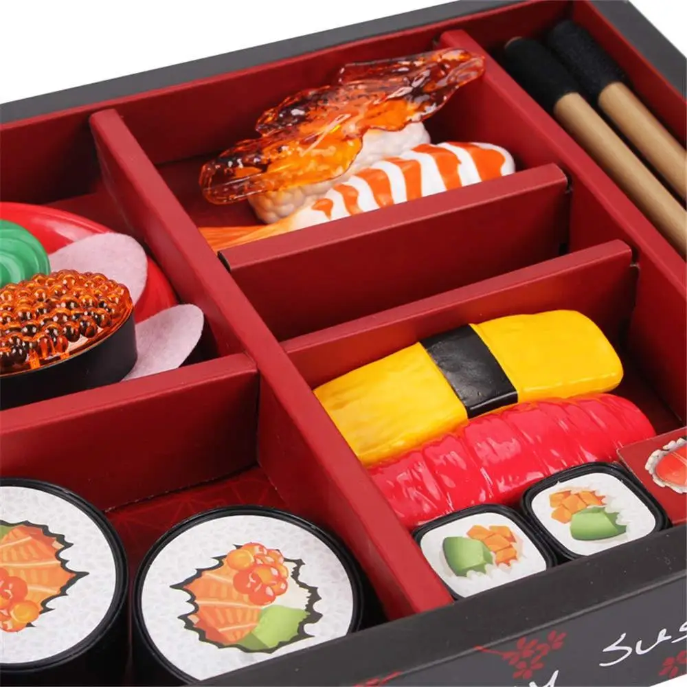 Japanese Sushi Bento Box Pretend Play Food Set  Cutting Set for Kids Kitchen Role Play