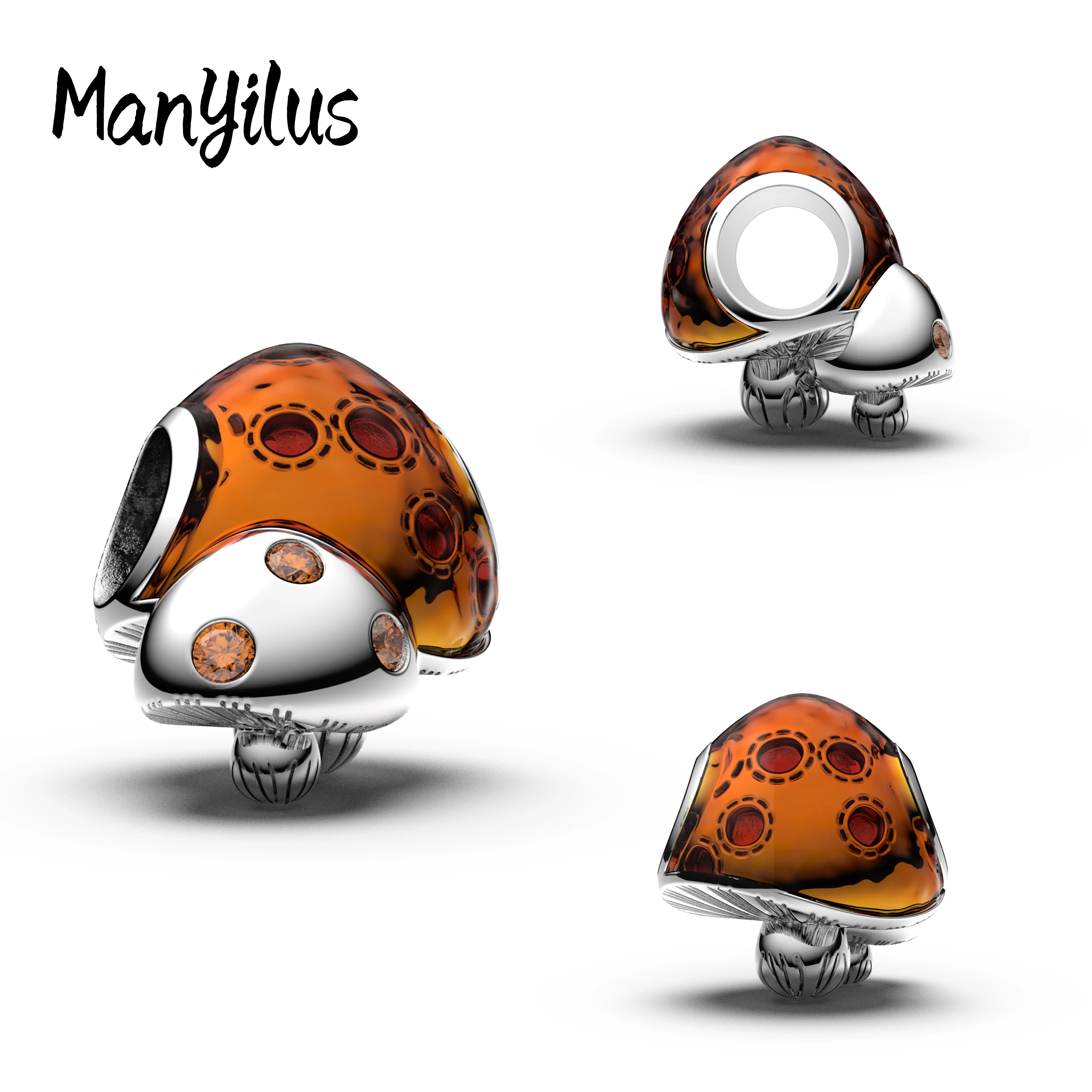 

Manyilus Hot Sale Mushrooms Charms S925 Sterling Silver Keychain Beads For Original 925 Bracelet Jewelry Gifts