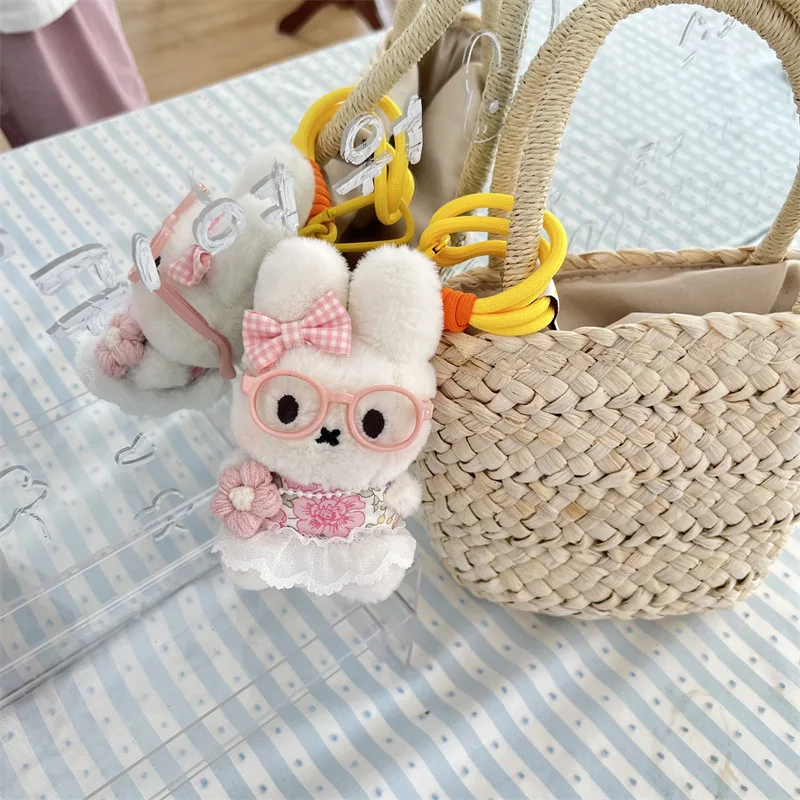 Nouveau Miffy fille en peluche porte-clés coréen étudiant sac à dos mode chaîne suspendue Couple porte-clés enfants dessin animé jouet fille cadeau