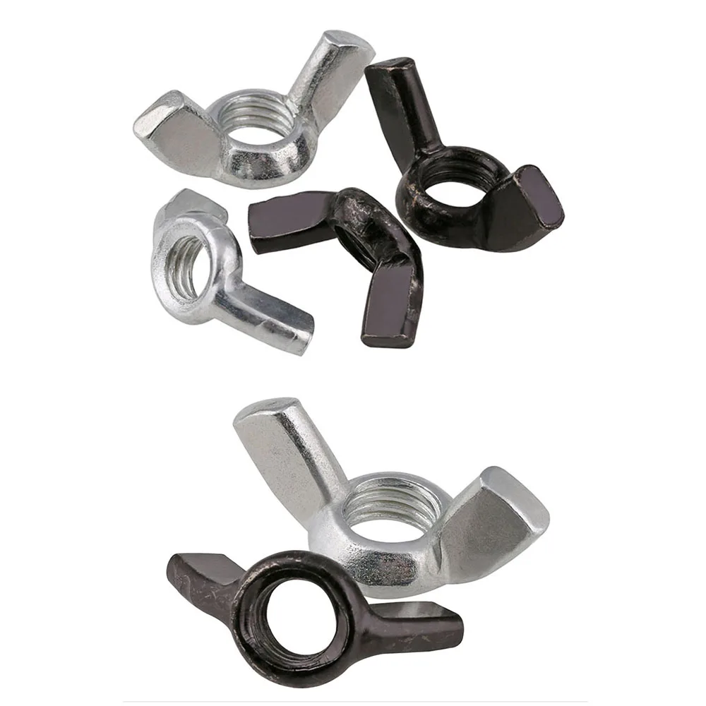 10-50pcs M3 M4 M5 M6 M8 M10 M12 Butterfly Nut Carbon Steel Wing Hand Tighten Sheep HornNuts Black / Silvery
