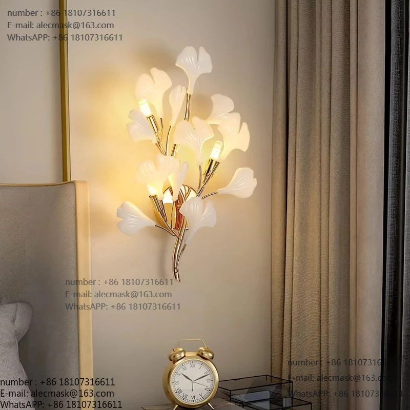 

Creative art ginkgo leaf wall lamp leaf design luxury living room sofa background