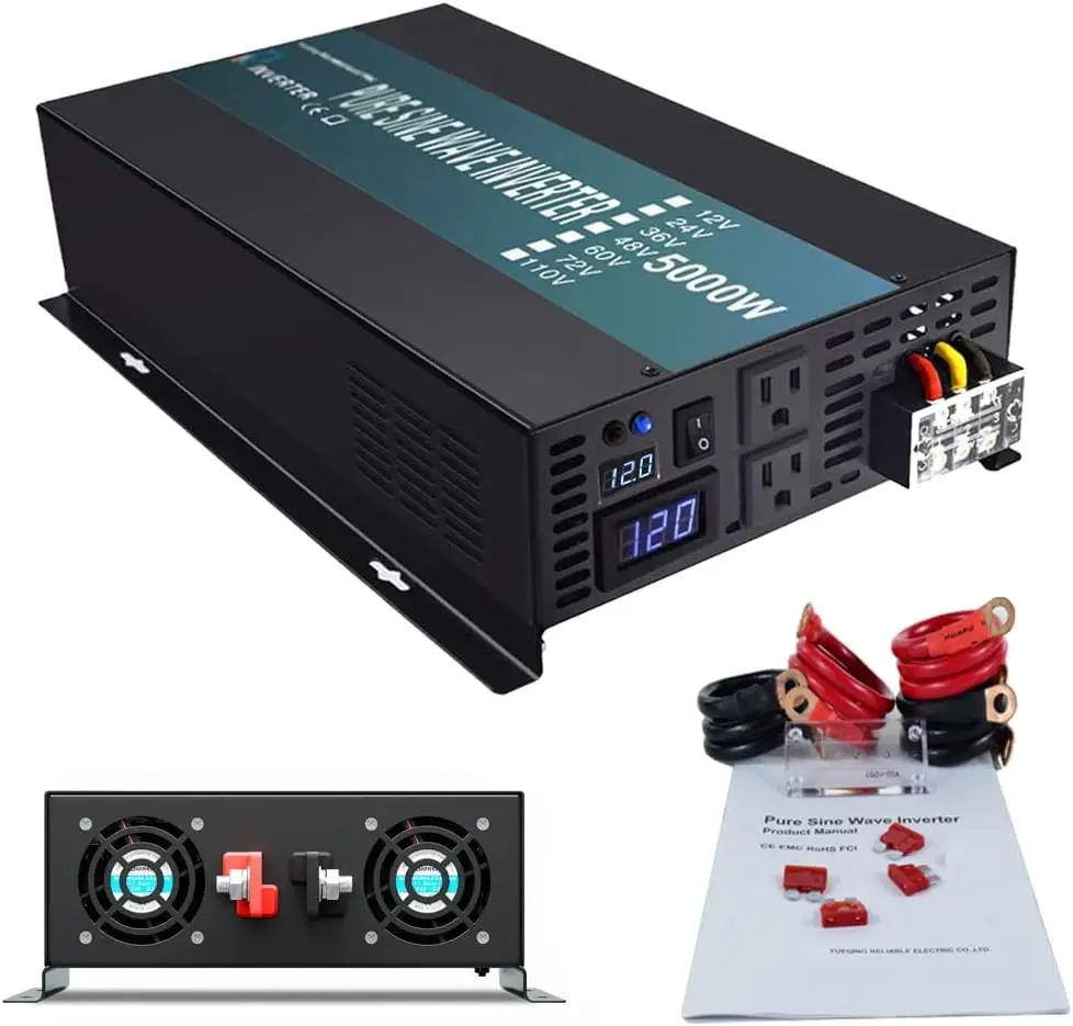 RBP-500012S Pure Sine Wave 5000W (10000W Surge) Power Inverter DC to AC Power - Solar RV Black